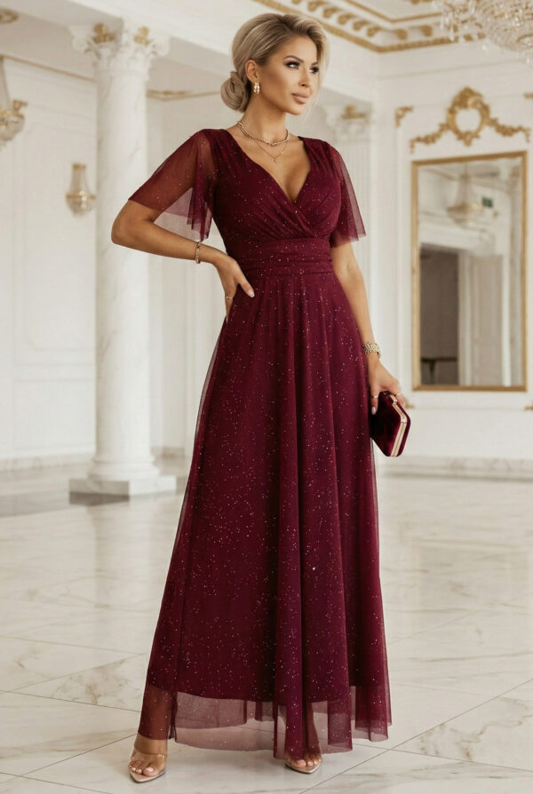 Melania bordó alkalmi ruha