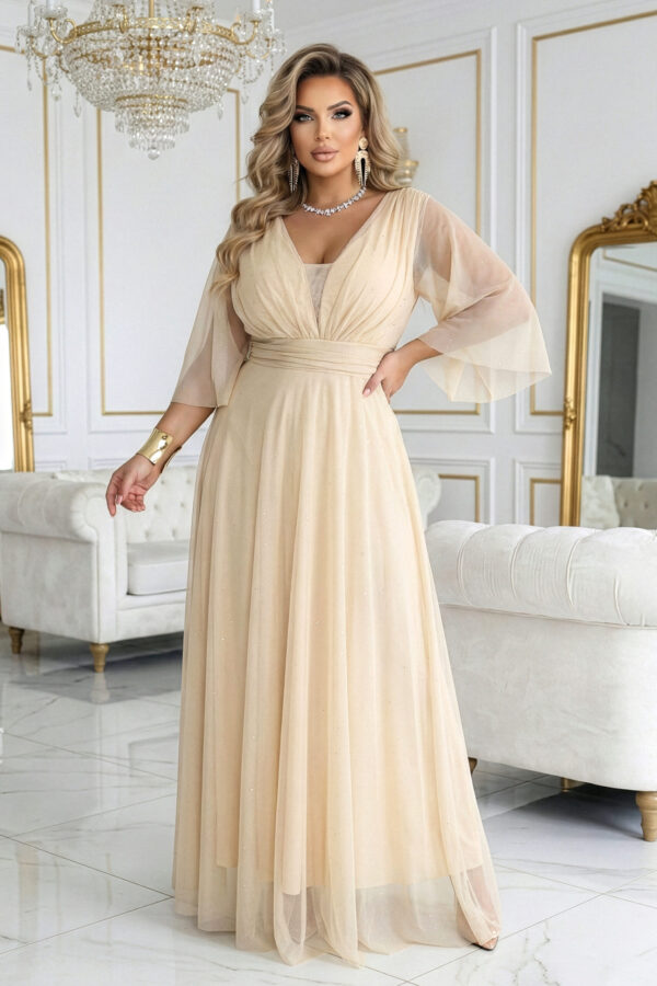 Bézs plus size alkalmi ruha