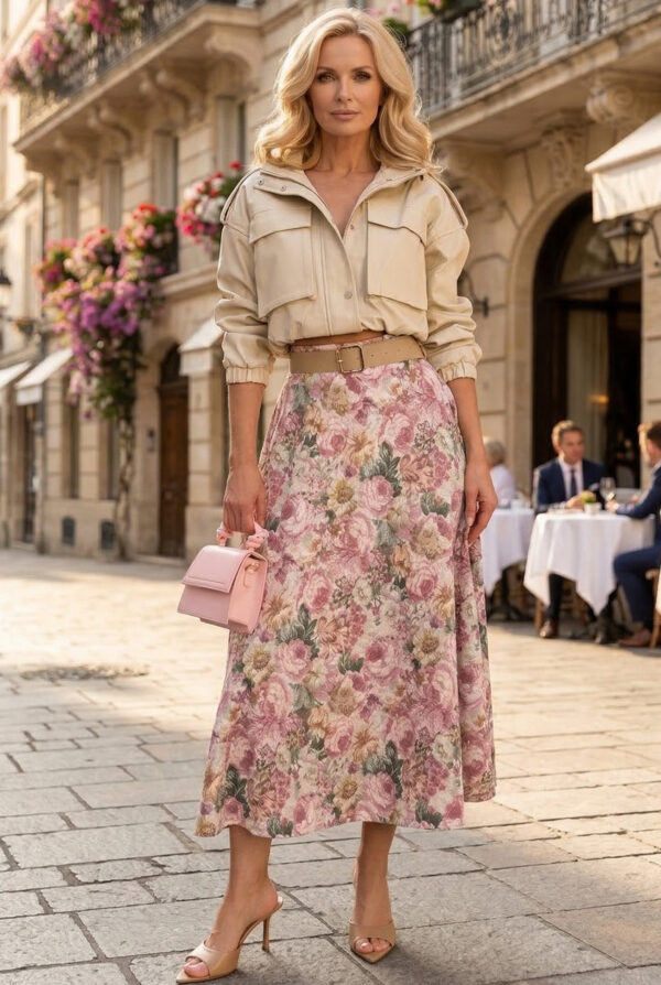 Pink virágos szoknya