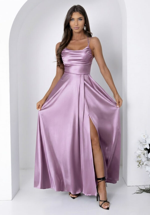 Valéria szatén pink alkalmi ruha